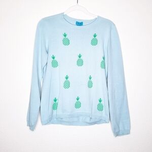 Two Bees Cashmere Blue Pineapple Sweater M